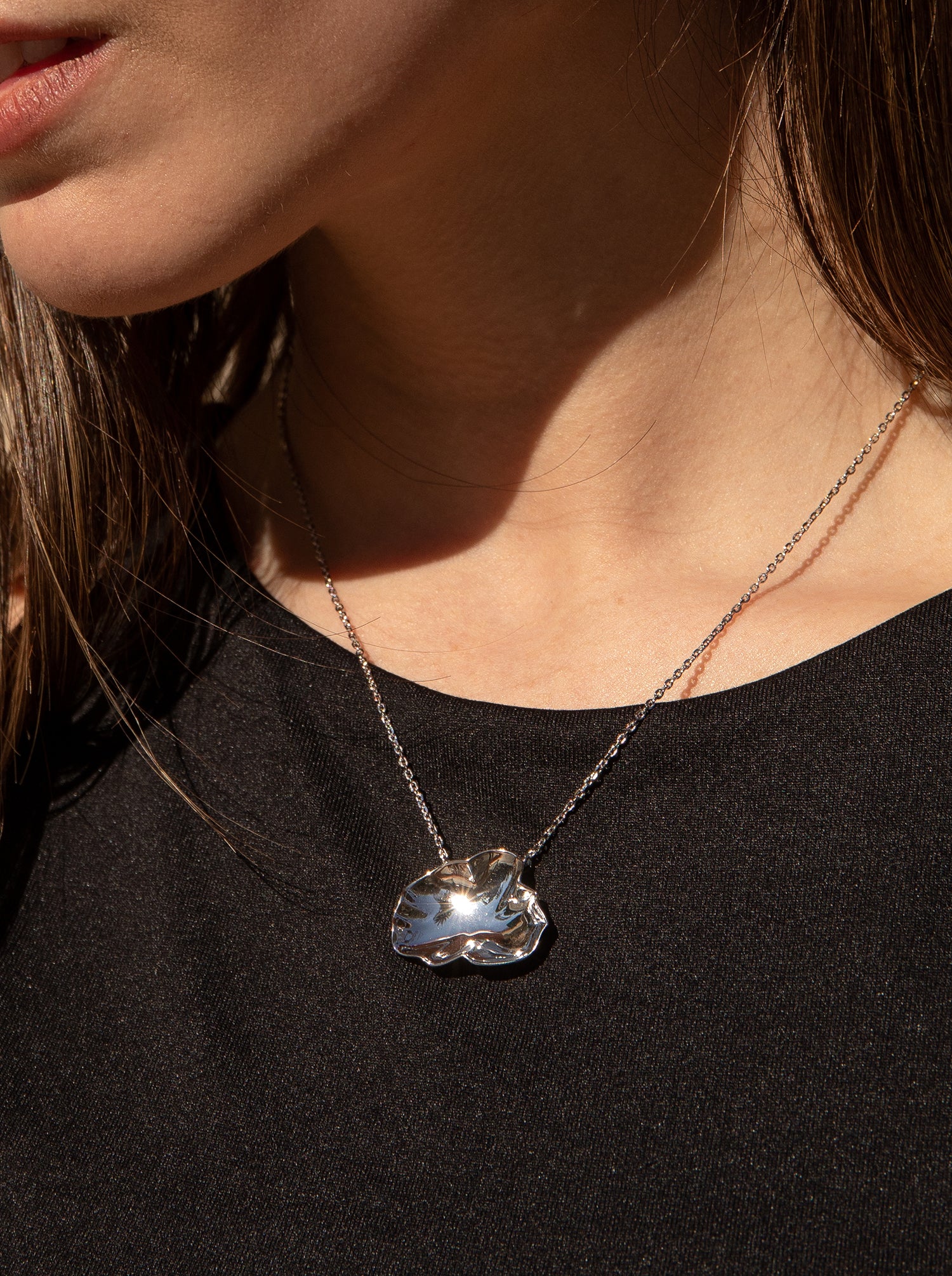 Collares plata originales diseño circular convexo