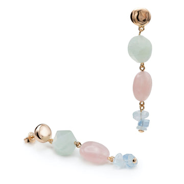 Pendientes de piedra natural diseño colgante con baño de oro