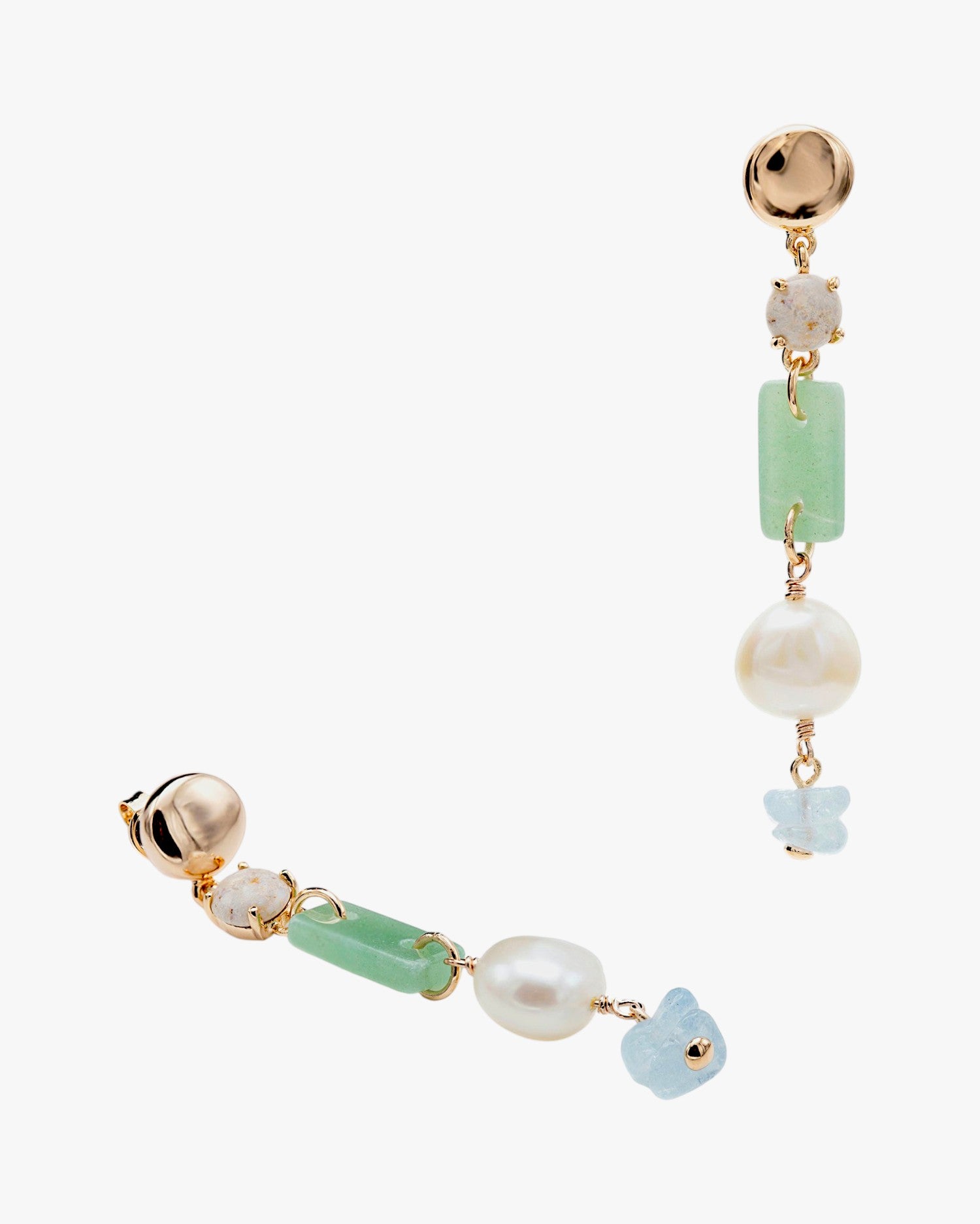 Pendientes de piedra natural diseño combinado con perla