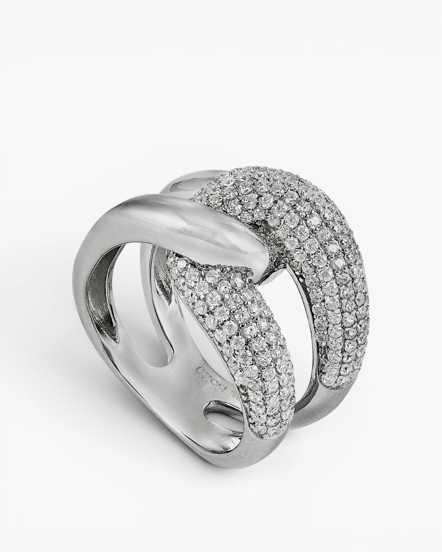 Anillos grandes diseño anudado con circonitas