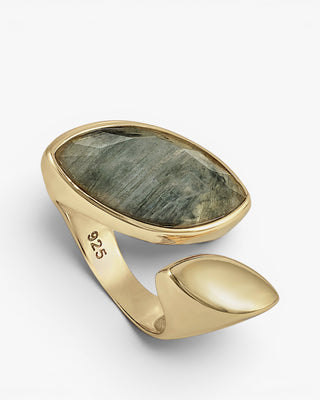 Large rings with semiprecious stones, open design