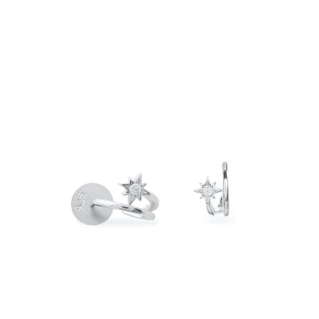 Pendientes aros pequeños motivo estrella y diseño espiral