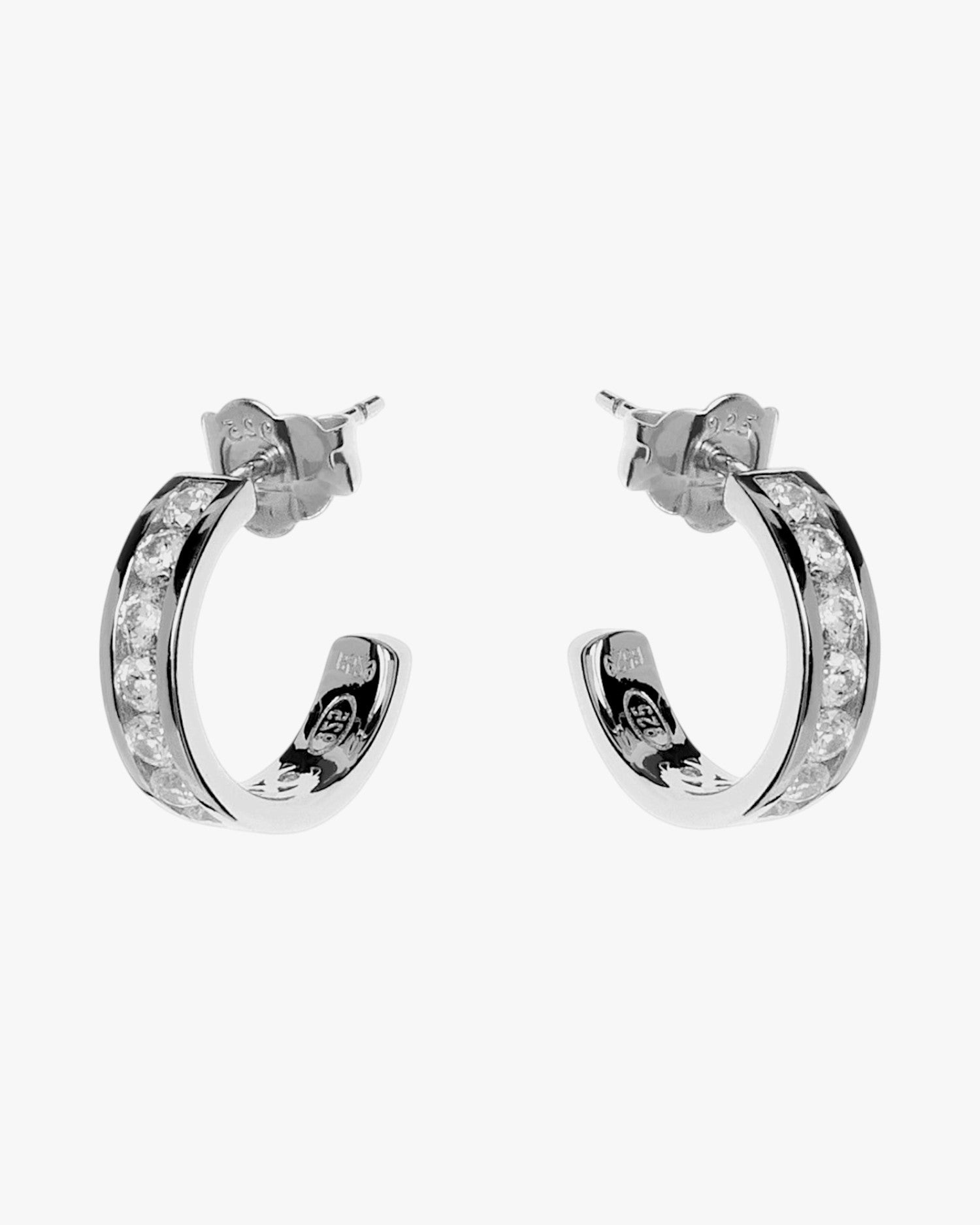 Pendientes aro pequeños diseño carril de circonitas