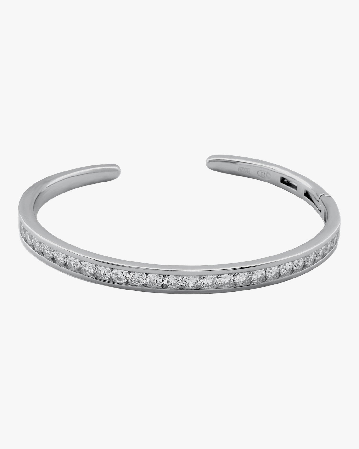 Pulsera esclava de plata diseño fino con circonitas