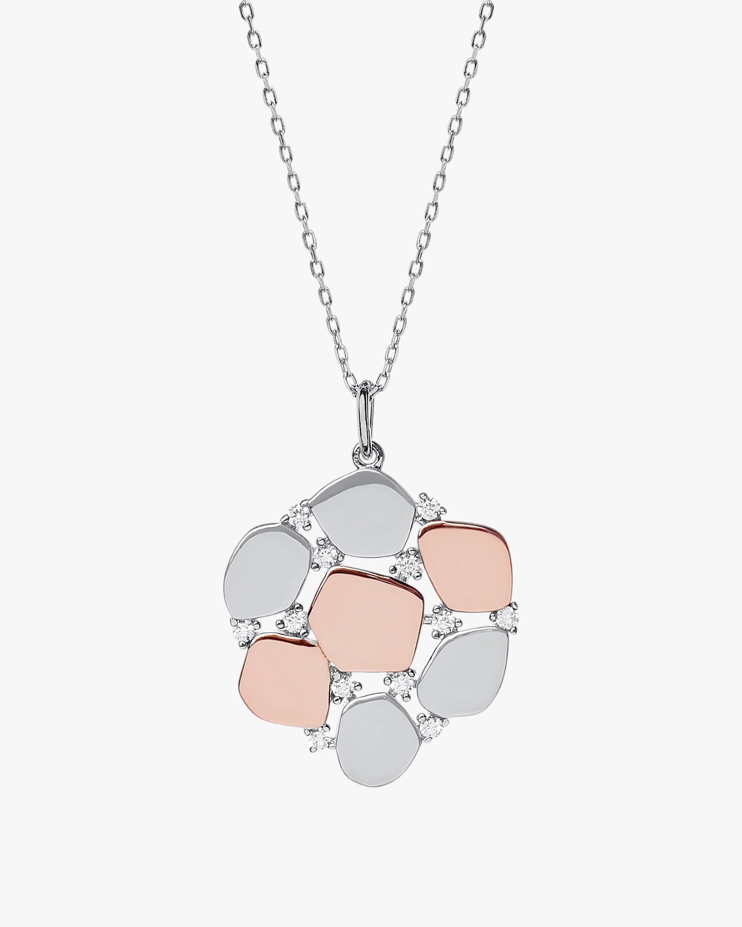 Colgantes bicolor de plata diseño con circonitas