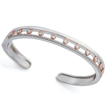 Pulsera esclava diseño bicolor con circonitas