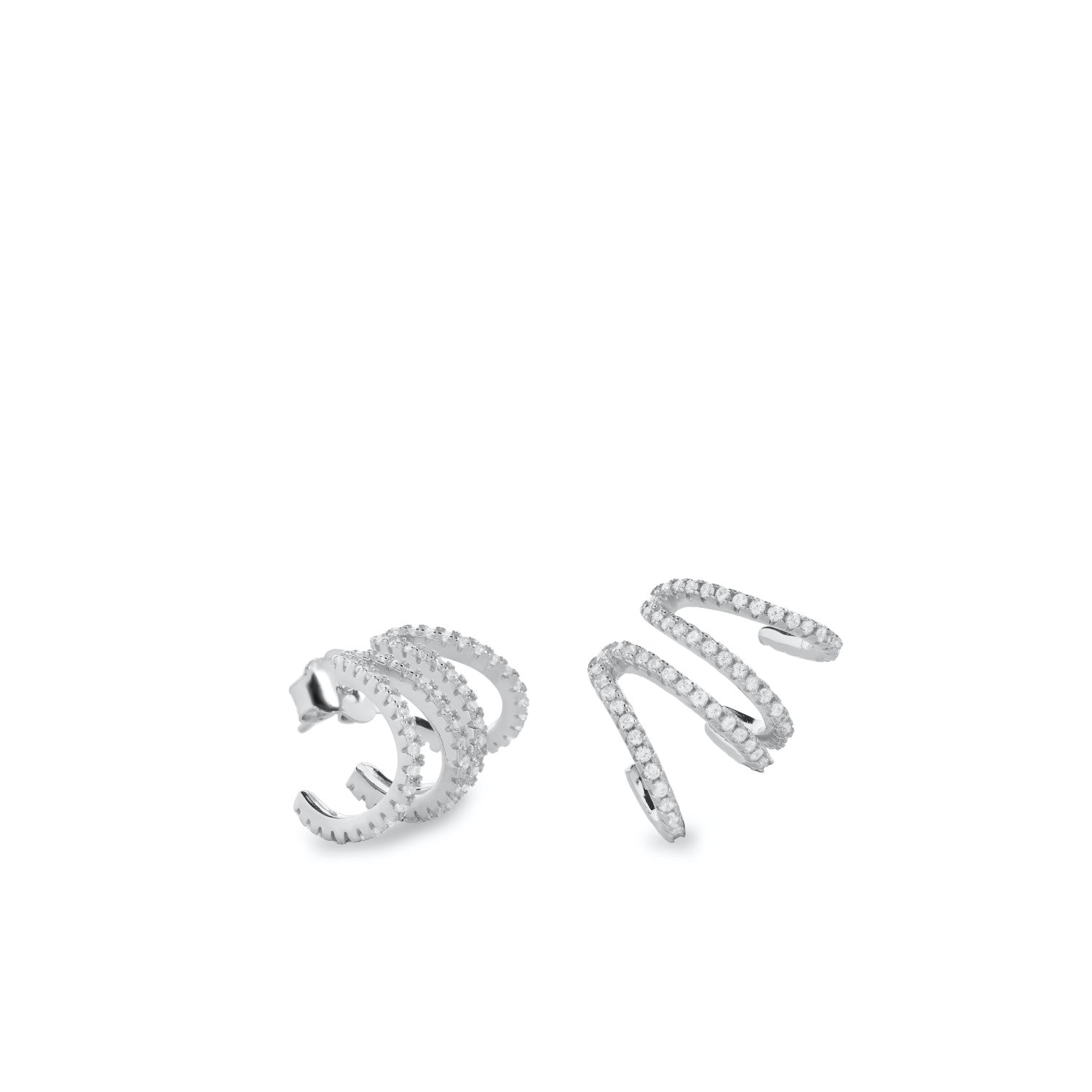 Boucles d'oreilles originaux design spirale de zircons