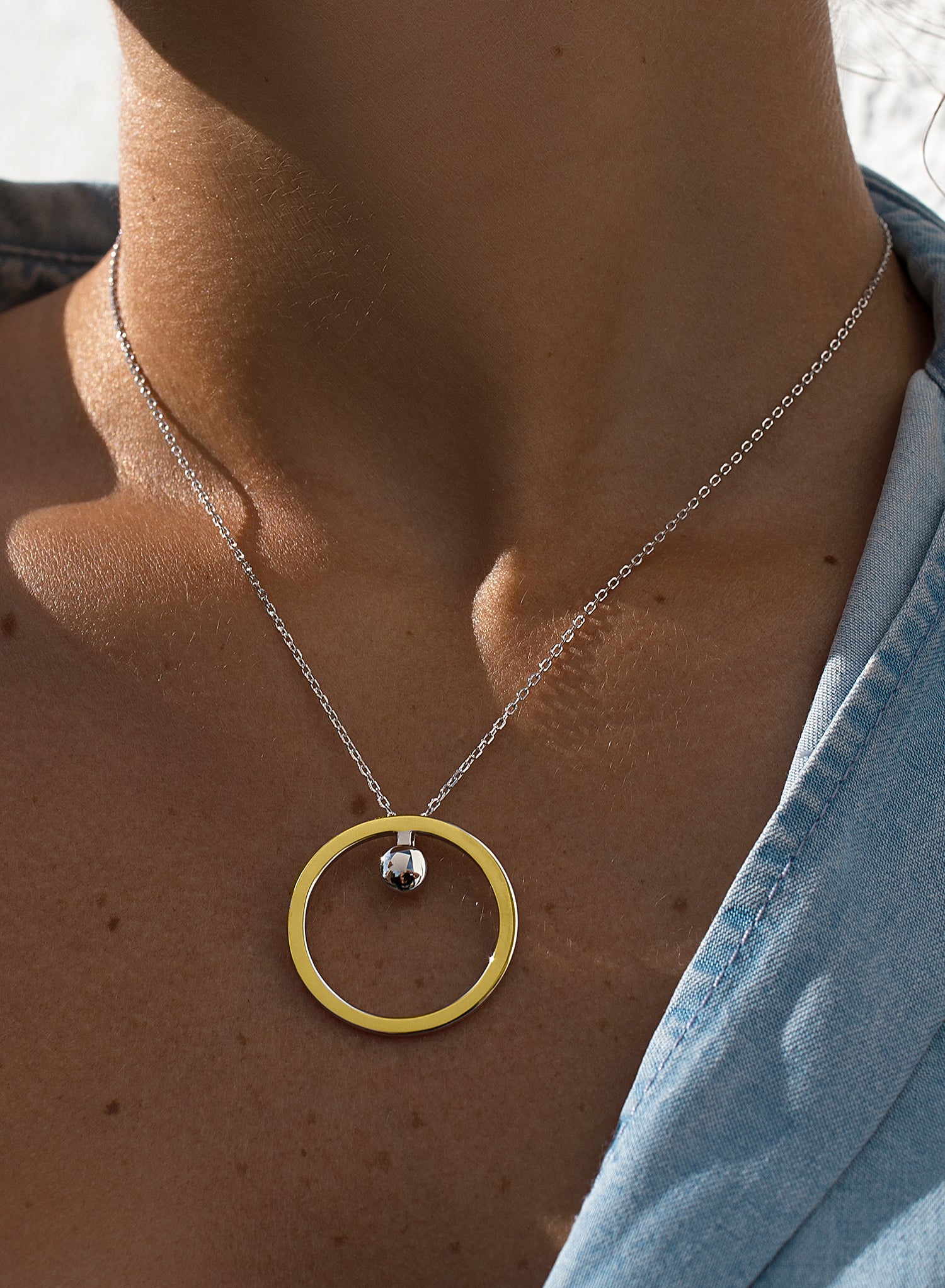 Pendants two tone silver Large design circle