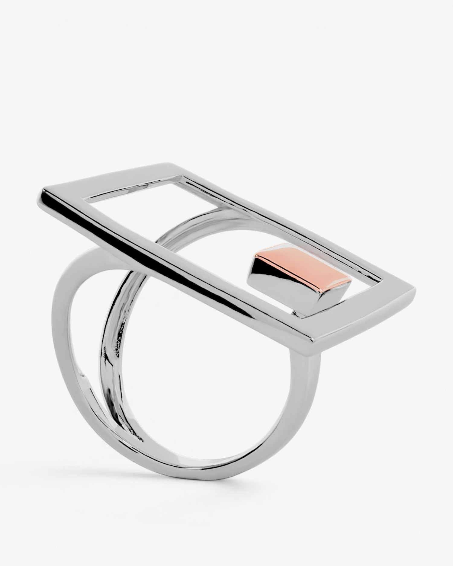 Anillos grandes diseño rectangular detalle en plata vermeil