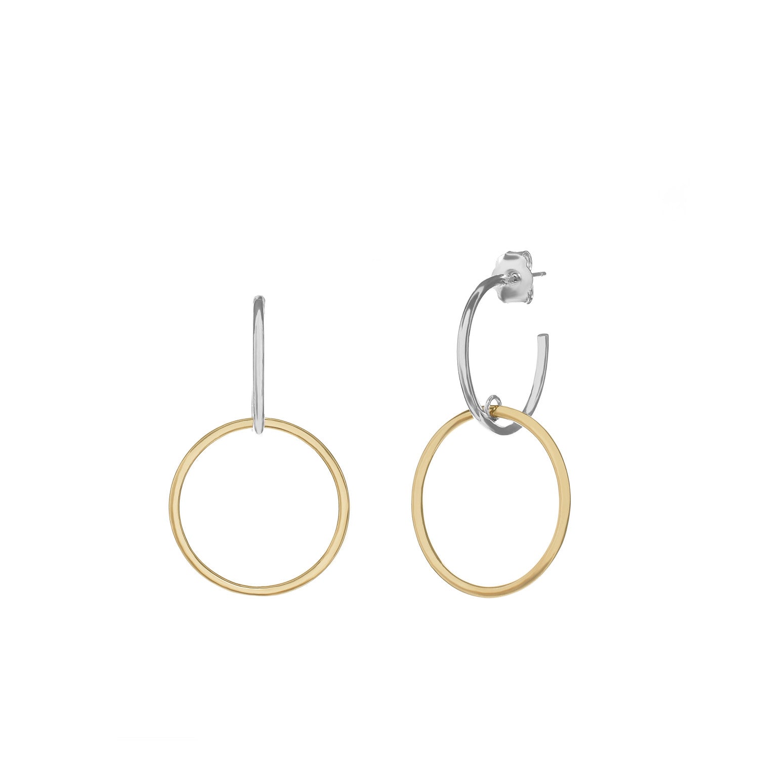 Pendientes aro diseño de doble argolla bicolor