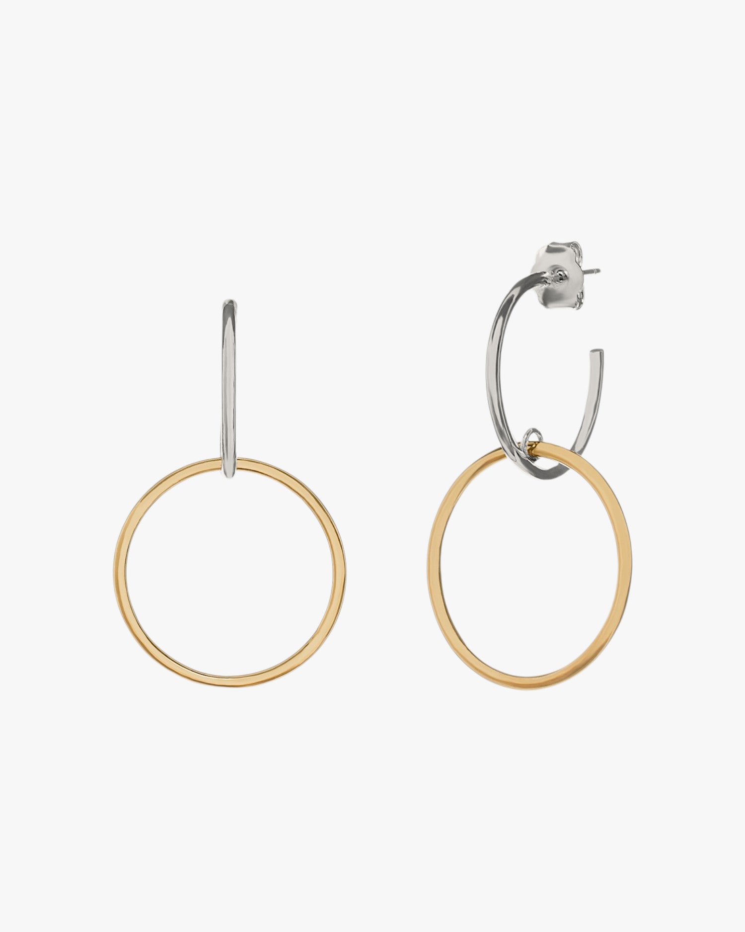 Pendientes aro diseño de doble argolla bicolor
