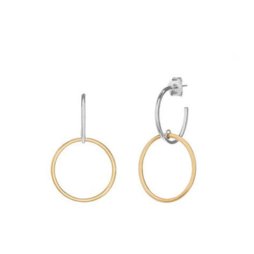 Pendientes aro diseño de doble argolla bicolor