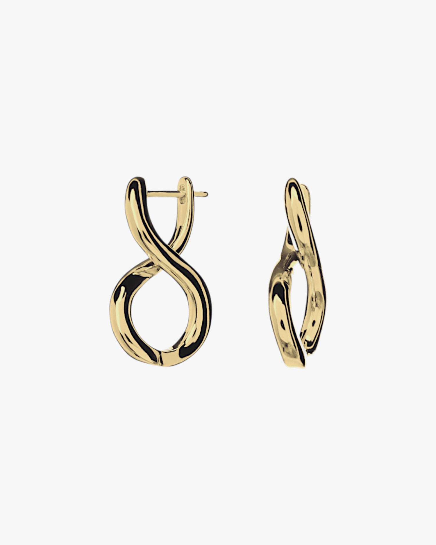 Pendientes originales de plata lisa diseño cruzado bañado en oro