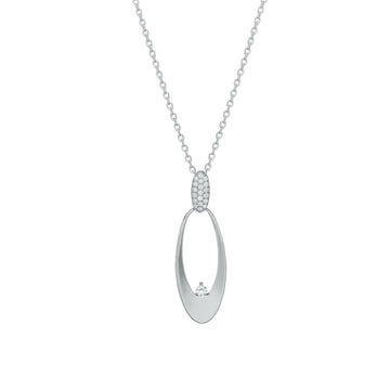 Colgante plata originales diseño oval con circonitas