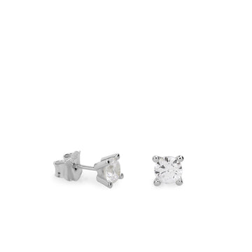 Pendientes pequeños plata diseño 4 garras con circonita