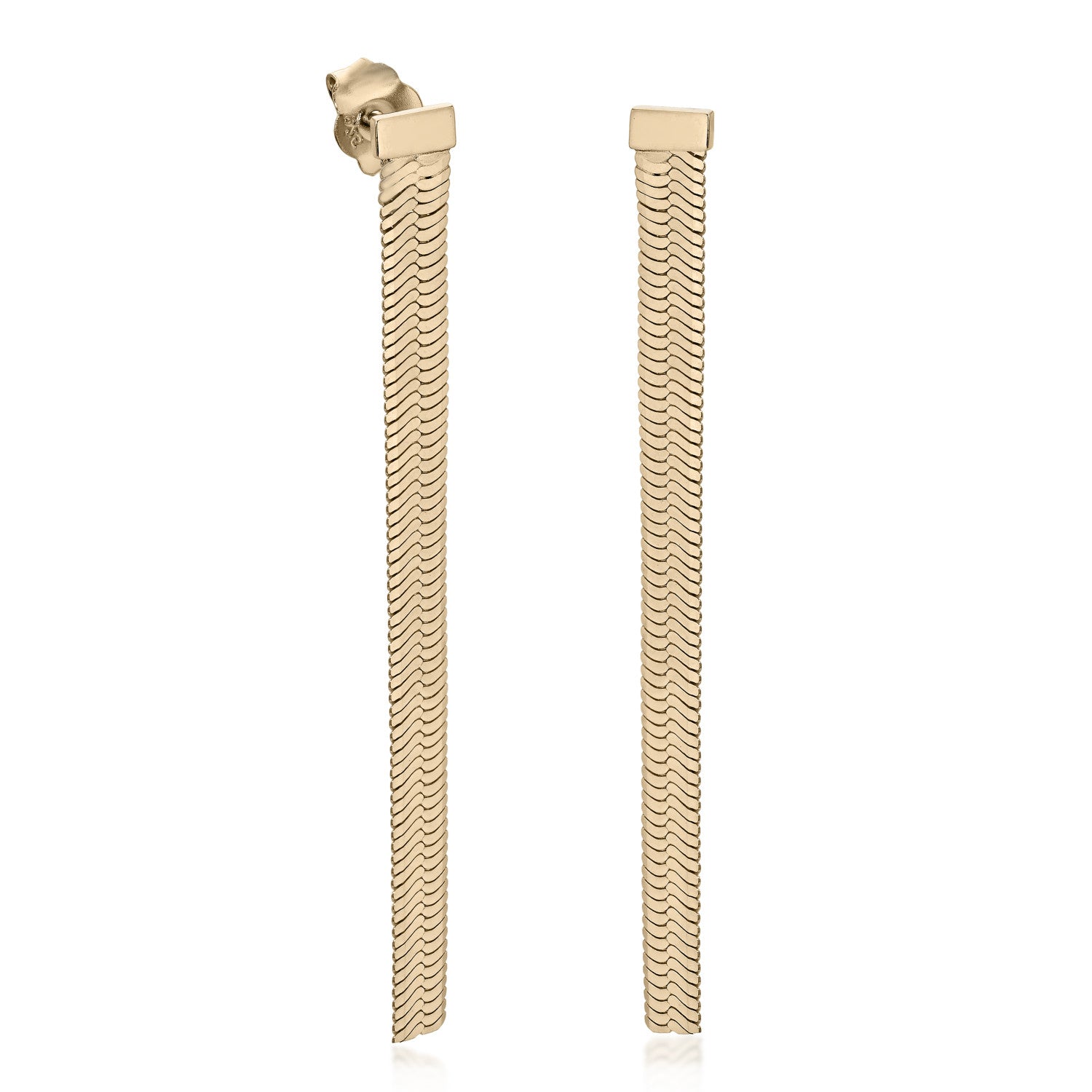 Boucles d'oreilles longues en argent plaqué or avec un motif de serpent