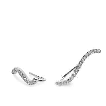 Pendientes trepadores en plata diseño curvado