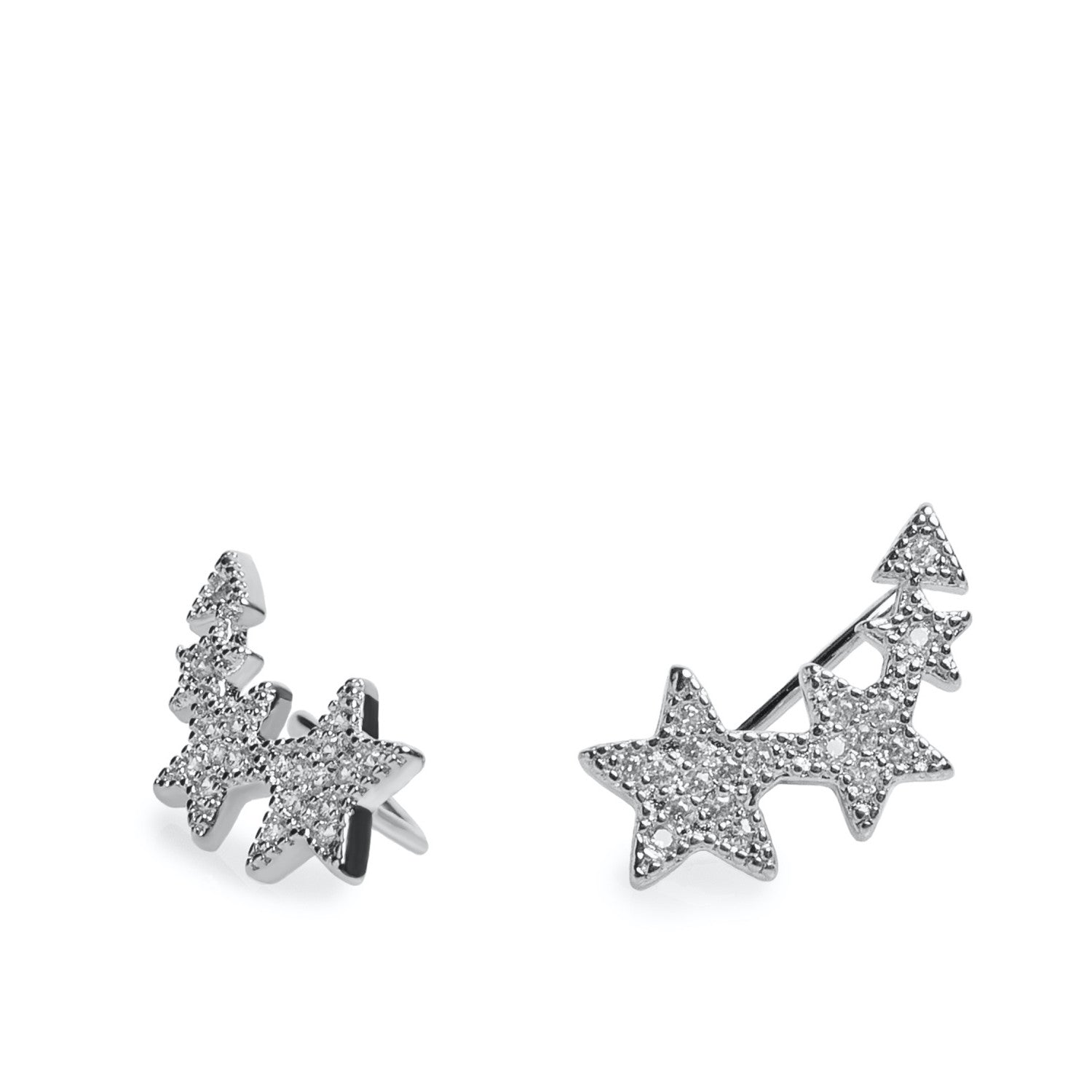 Pendientes trepadores de plata diseño estrella ascendiente