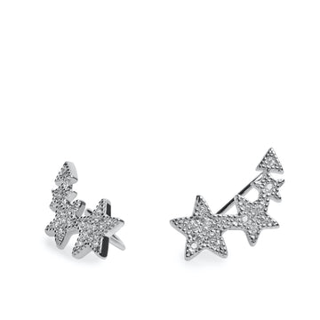 Pendientes trepadores de plata diseño estrella ascendiente