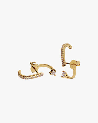 Boucles d'oreilles originales en argent, motif vertical, ornées de zirconiums cubiques