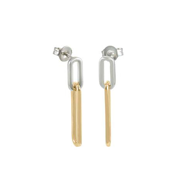 Pendientes bicolor diseño de dos eslabones medidas distintas