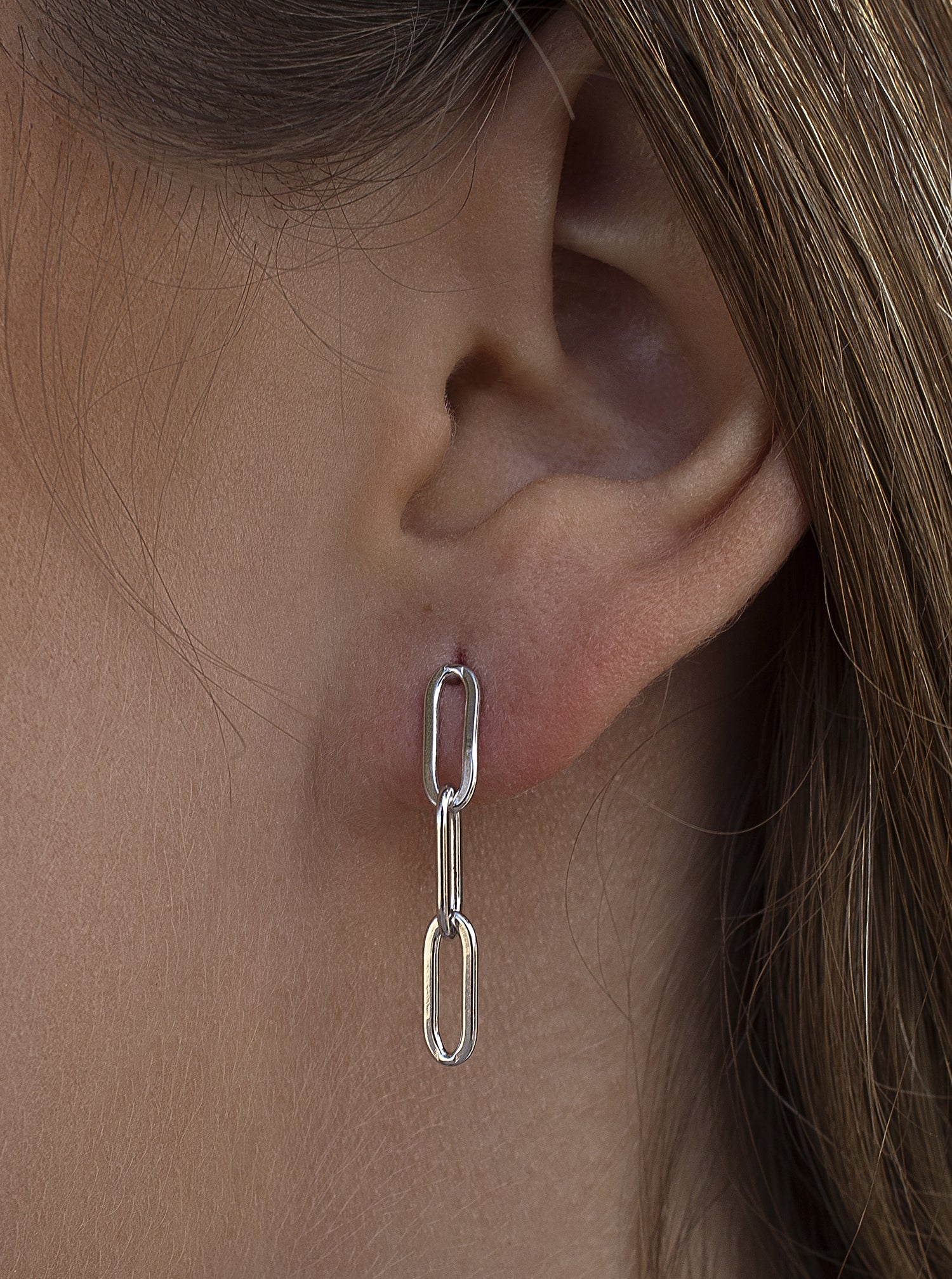Boucles d'oreilles originaux de argent design de triple anneau