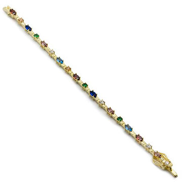 Bracelets with multicolored silver stones arranged linearly