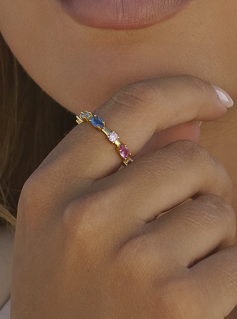 Anillos con piedras de colores brillantes multi talla