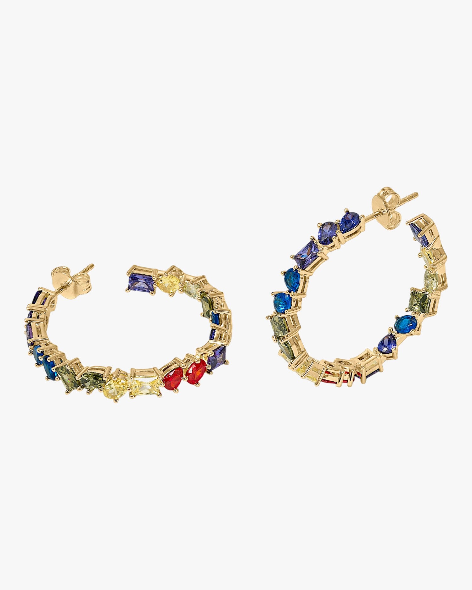 Pendientes aros con piedras multiforma en tonos brillantes