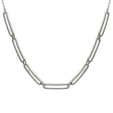 Collar cadena de plata diseño rectangular y circonitas