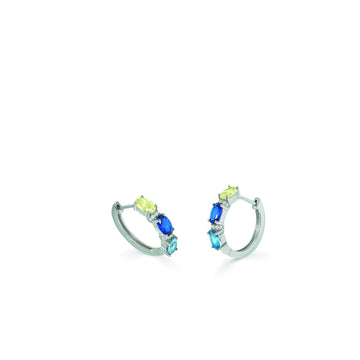 Pendientes aro de plata pequeños diseño azul