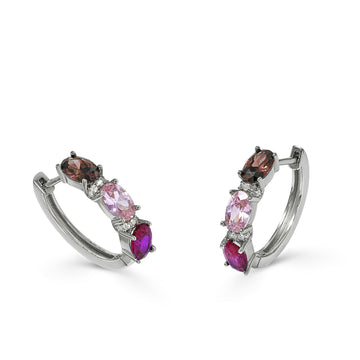 Pendientes aro de plata pequeños diseño rosa