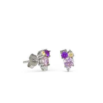 Pendientes pequeños de plata cuarzo adamantino rosa