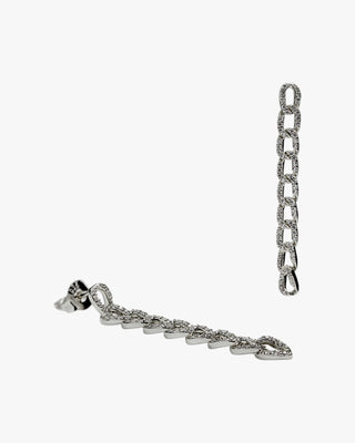 Long chain design earrings with cubic zirconia