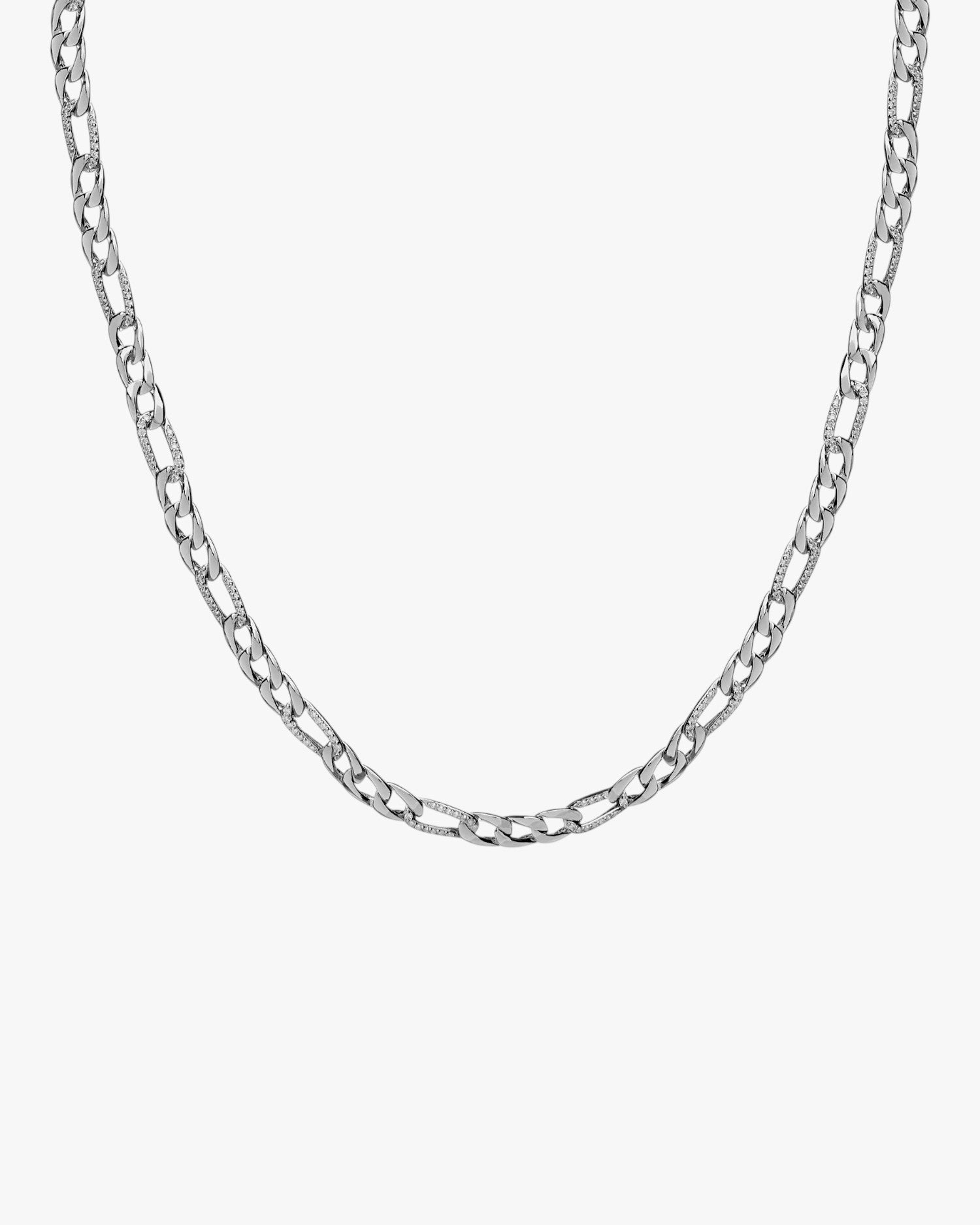 Collar cadena diseño de eslabones con circonitas y lisos