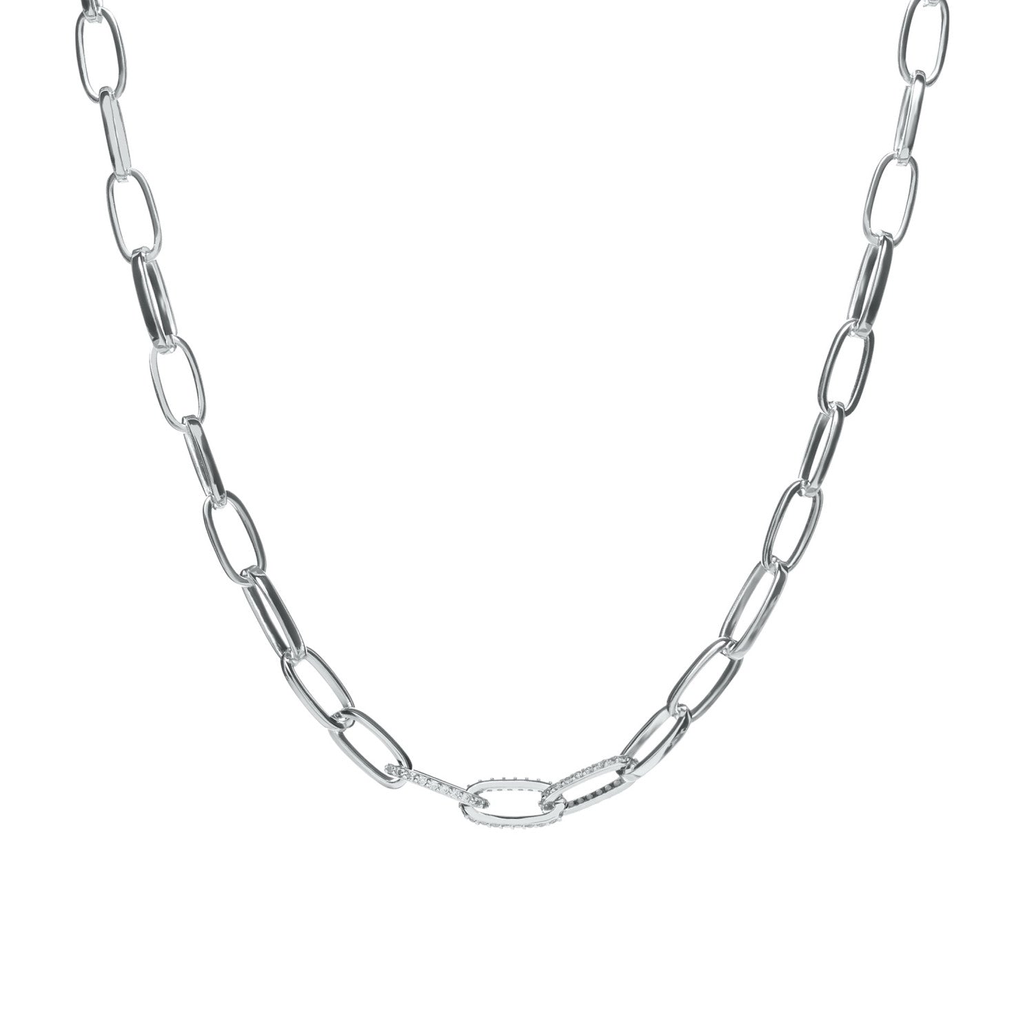 collier chaîne design trombone avec zircons