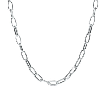 Collar cadena diseño de paper clip con circonitas