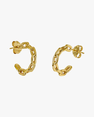 Pendientes aro de plata pequeños modelo eslabones dorado