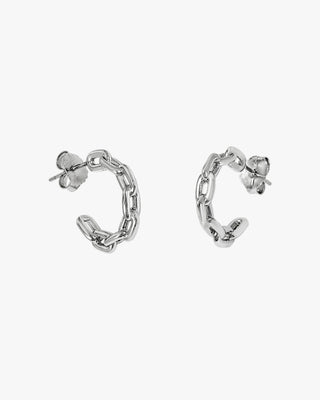 Pendientes aro de plata pequeños modelo eslabones
