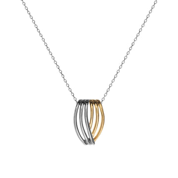 Colgantes bicolor diseño carriles en plata y dorado