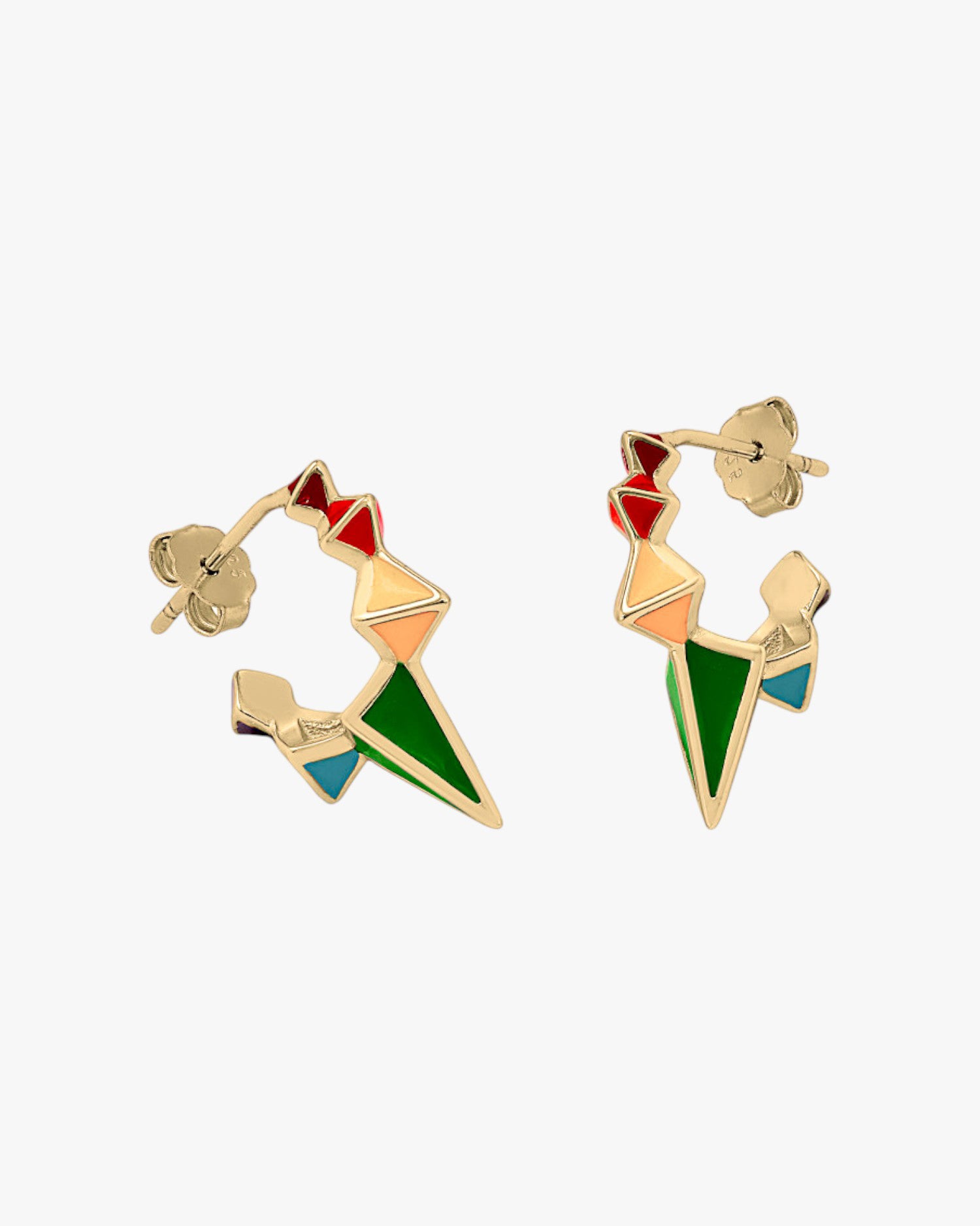 Pendientes aros originales diseño multicolor y baño de oro
