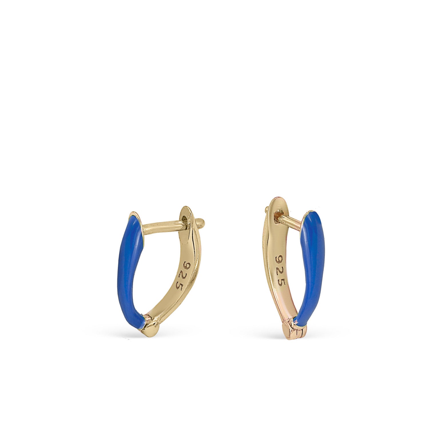 Pendientes pequeños de plata diseño esmalte azul