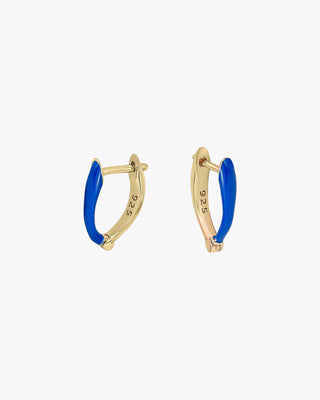 Pendientes pequeños de plata diseño esmalte azul