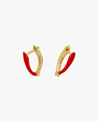 Pendientes pequeños en plata diseño esmalte rojo