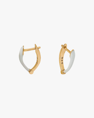 Pendientes pequeños de plata diseño esmalte blanco