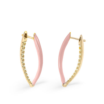 Boucles d'oreilles originales en argent et émail rose