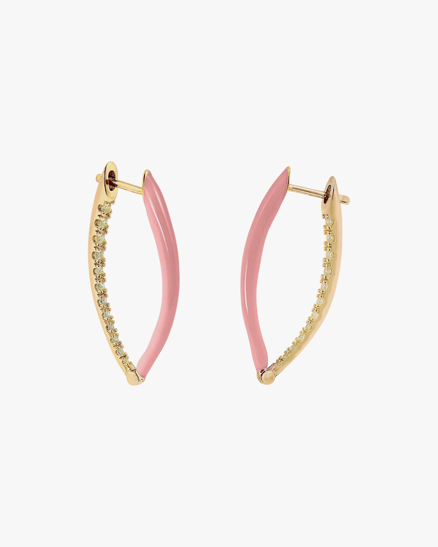 Boucles d'oreilles originales en argent et émail rose