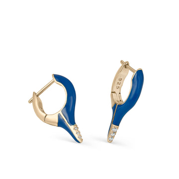 Pendientes originales plata diseño punta esmalte azul