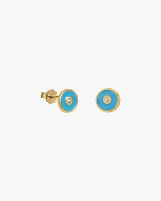 Pendientes pequeños plata circular esmalte azul