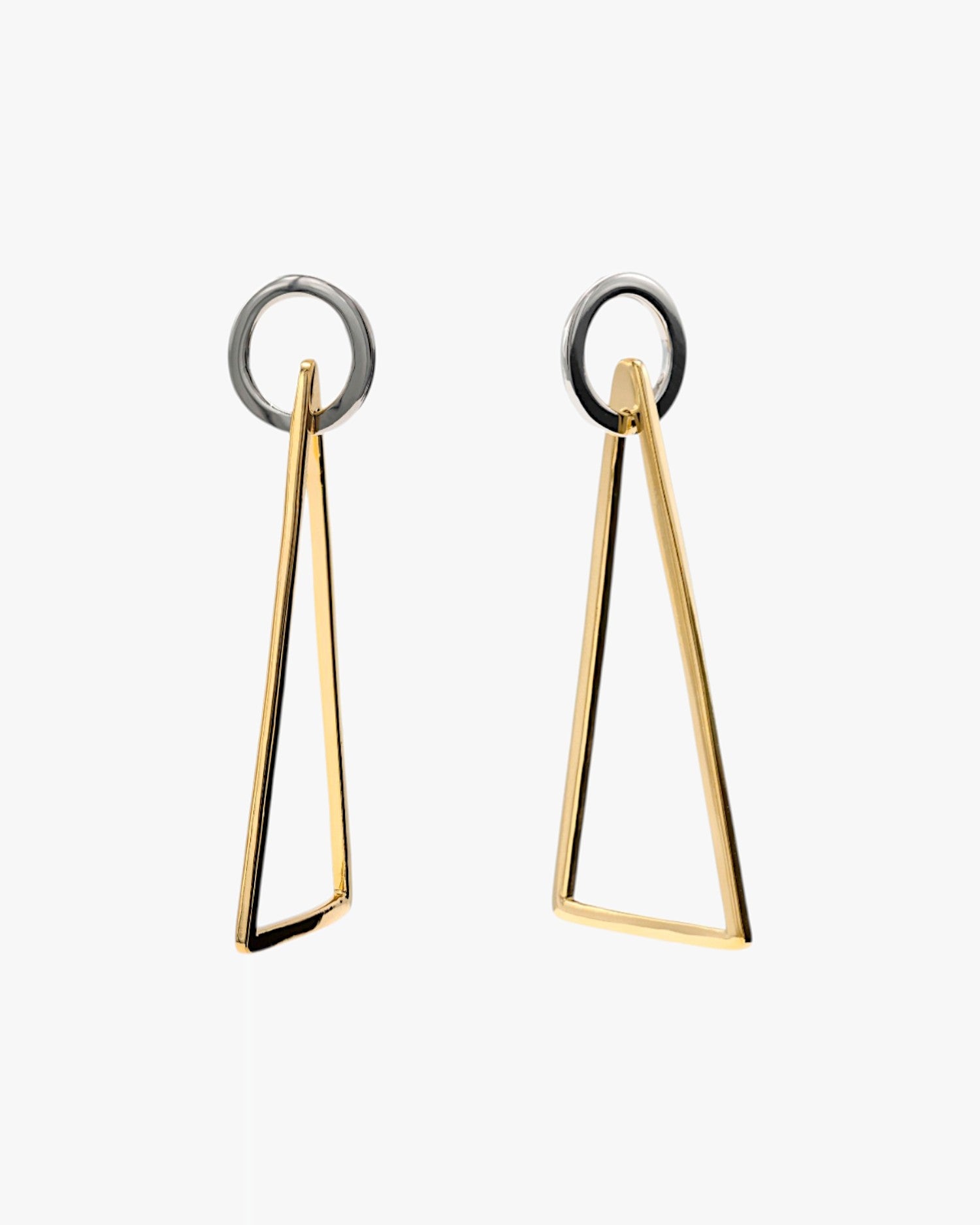 Pendientes de plata bicolor diseño triángulo invertido